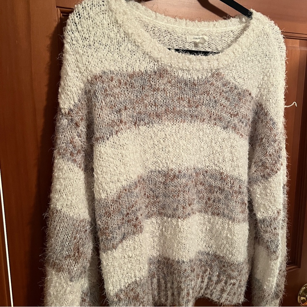 Soft and cozy cream and white Maurices sweater